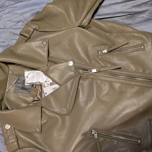 GUESS Olive Green Leather Jacket